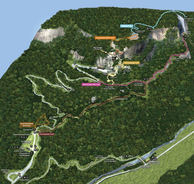 Trail Map Chimney Rock at Chimney Rock State Park